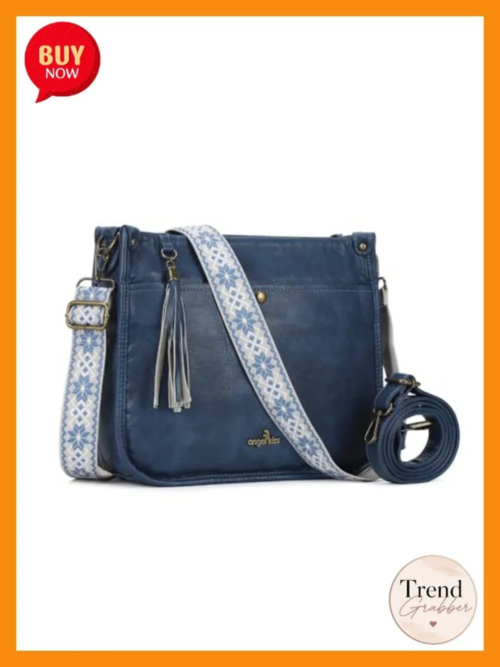 Vegan Leather Hobo Crossbody Bag with Tassel Guitar Strap